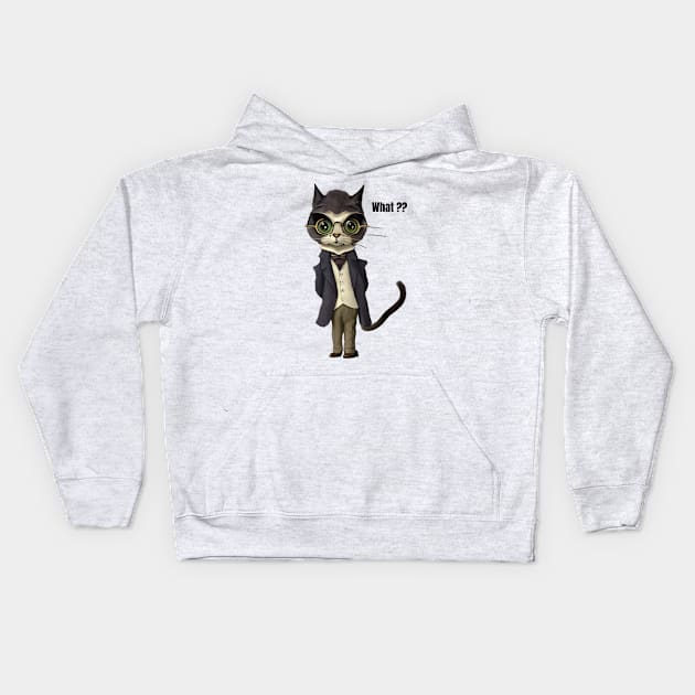 Cat, what Kids Hoodie by ROVT ART 